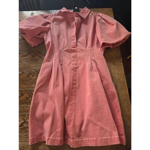 Tuckernuck Murray's Toggery Shop XS Coral Pink Cotton Blend Shirt Dress Sz M - Picture 2 of 5